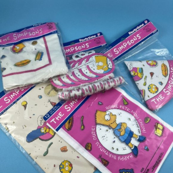 THE SIMPSONS Birthday Party Favors Large Lot Party for 6, Hats, Loot bags & MORE - Picture 1 of 6